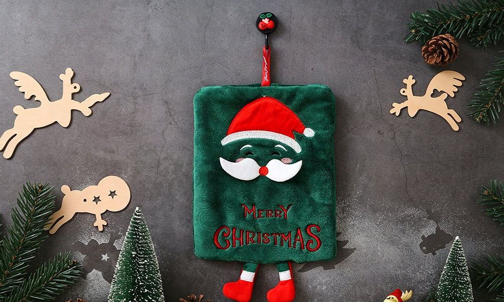 4/8PCS Thick Plush Christmas Hanging Hand Towels with Loops