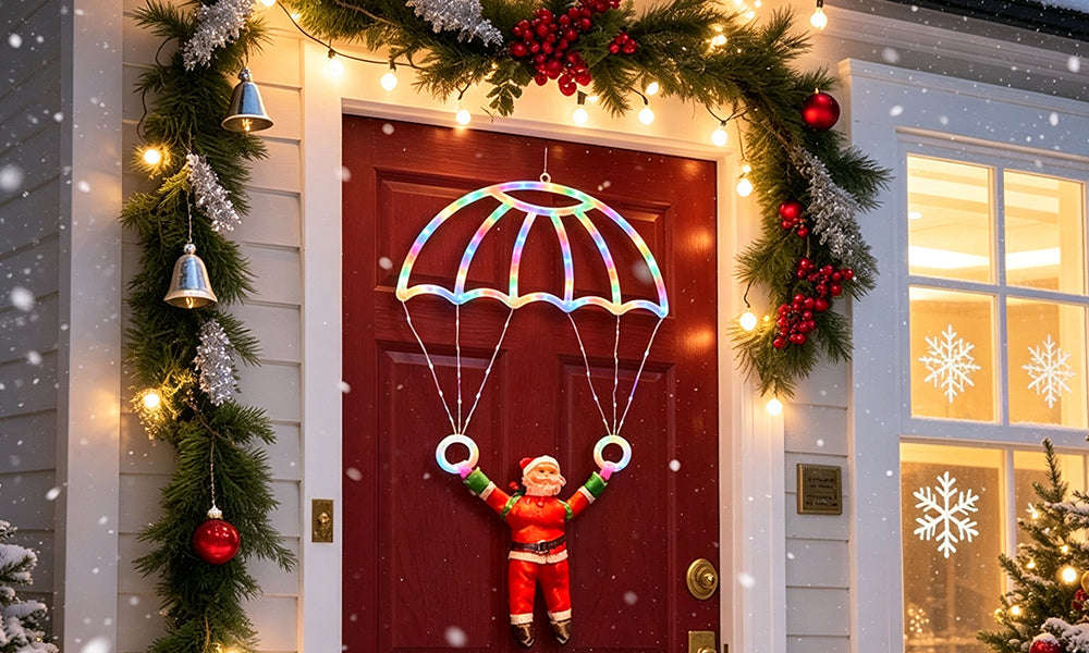 USB LED Parachute Santa Christmas Window Decoration