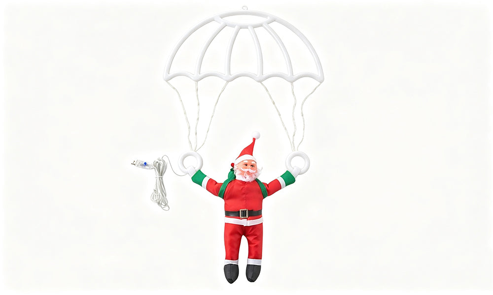 USB LED Parachute Santa Christmas Window Decoration