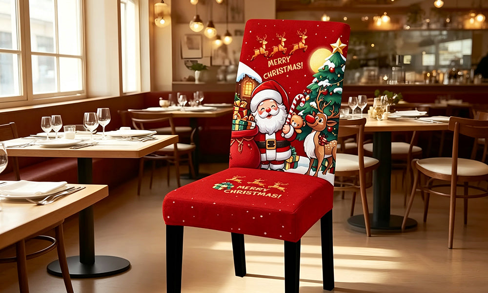 4 PCS Stretch Milk Silk Christmas Dining Chair Covers