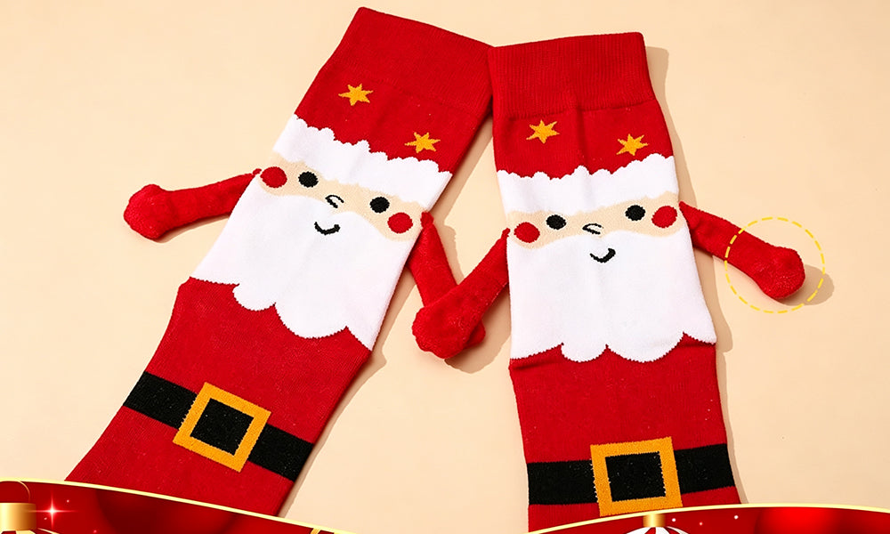 2/4 Pair Easy Attached Holding Hands Christmas Mid Calf Socks for Adults