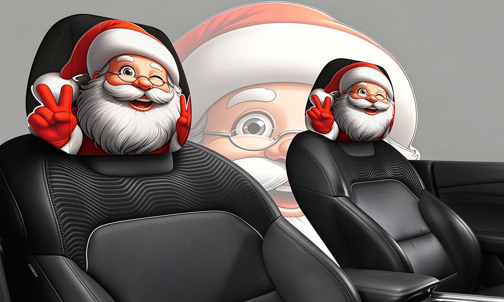 2 PCS Double Sided Christmas Auto Seat Headrest Covers