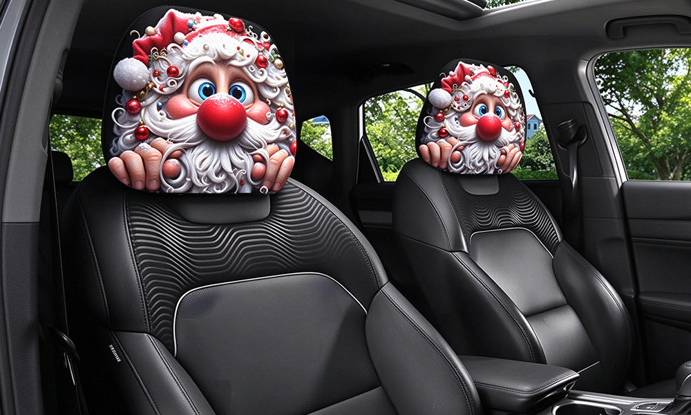 2 PCS Double Sided Christmas Auto Seat Headrest Covers