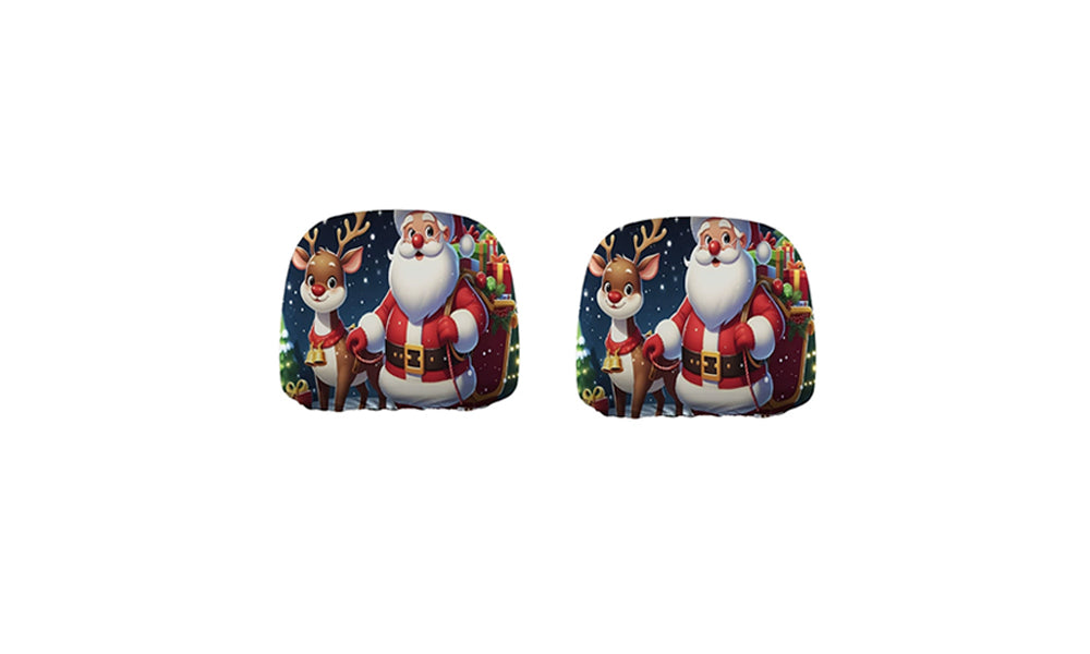 2 PCS Double Sided Christmas Auto Seat Headrest Covers