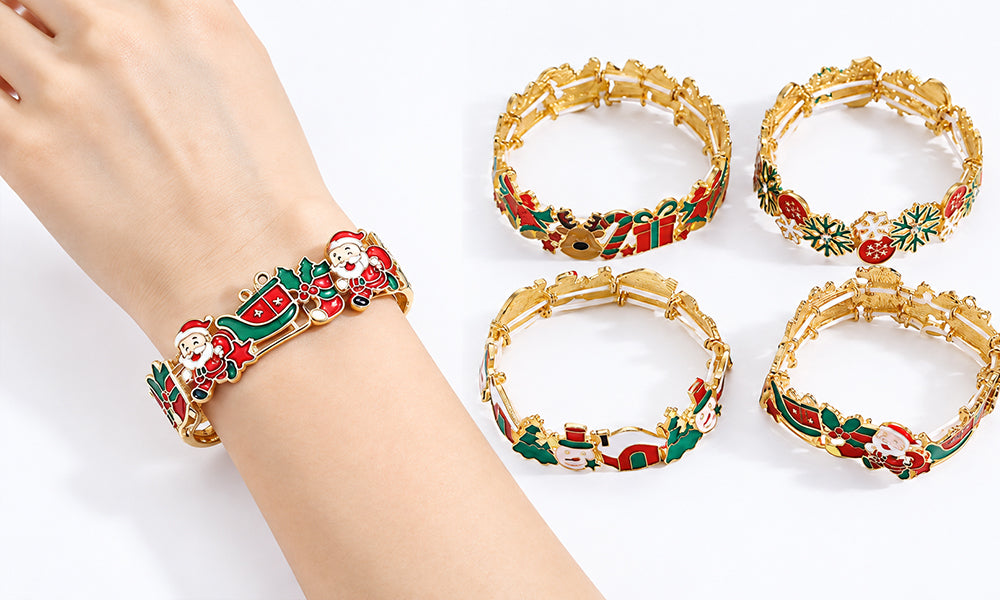 4 PCS Adjustable Alloy Christmas Cartoon Bracelets