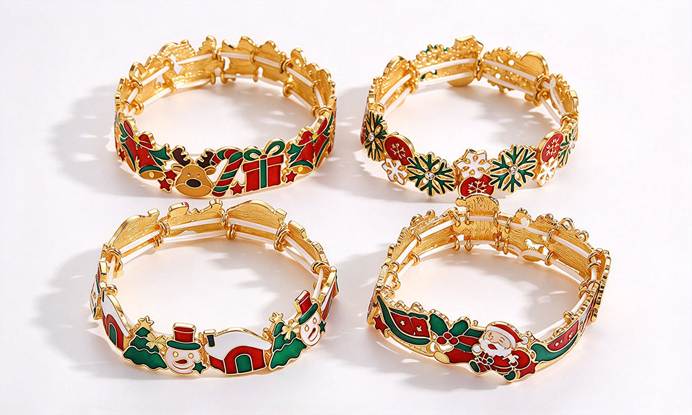 4 PCS Adjustable Alloy Christmas Cartoon Bracelets