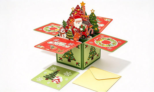1/2Set Santa 3D Pop Up Laser Cut Christmas Greeting Gift Card
