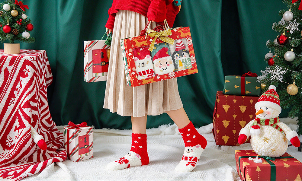 Winter Thickened Christmas Sock Gift Box for Women One Size