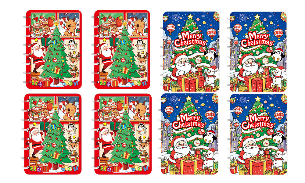 8PCS Christmas A7 Spiral Pocket Notebooks with Lined Paper