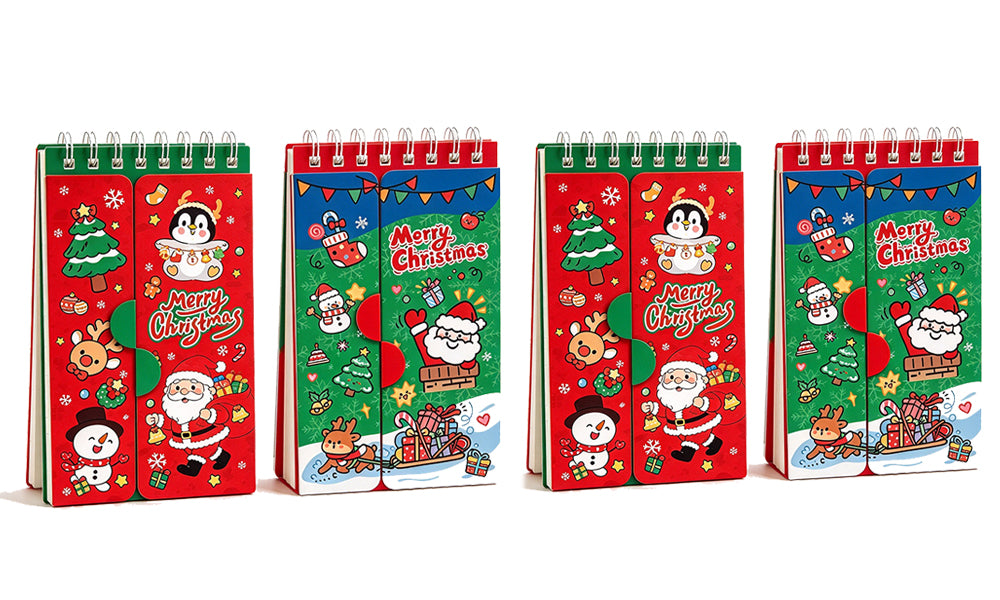 2/4PCS Christmas Spiral Vocabulary Pocket Notebooks 80 Sheets