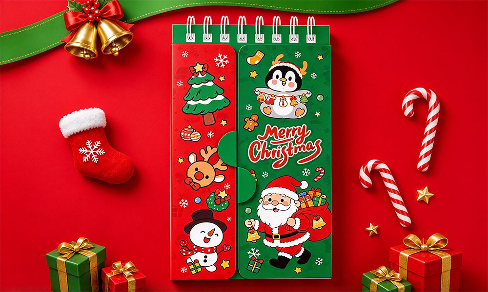 2/4PCS Christmas Spiral Vocabulary Pocket Notebooks 80 Sheets