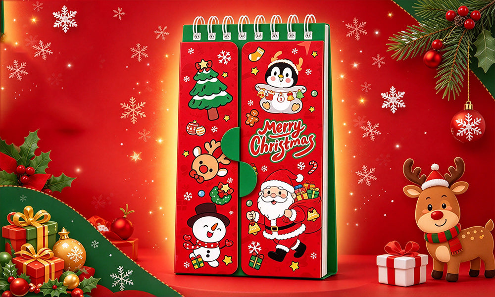 2/4PCS Christmas Spiral Vocabulary Pocket Notebooks 80 Sheets
