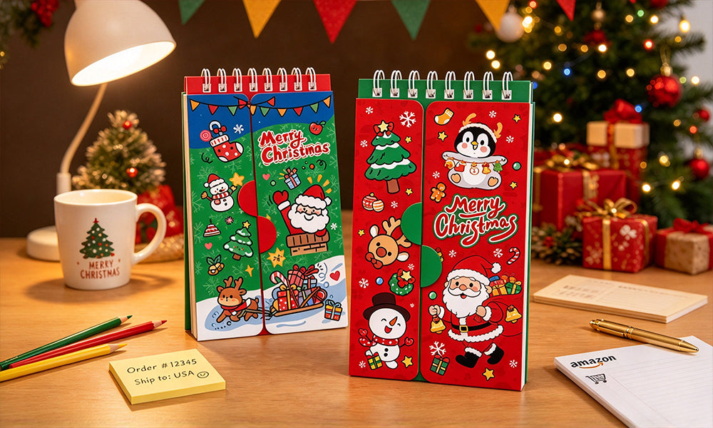2/4PCS Christmas Spiral Vocabulary Pocket Notebooks 80 Sheets