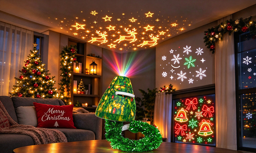 Christmas LED Projector Night Light 6 Films USB Powered