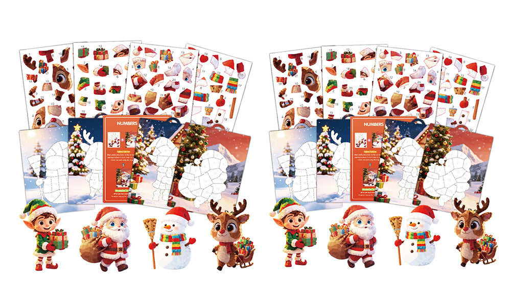 2 Sets Christmas Number Matching Sticker Puzzle Craft Kits