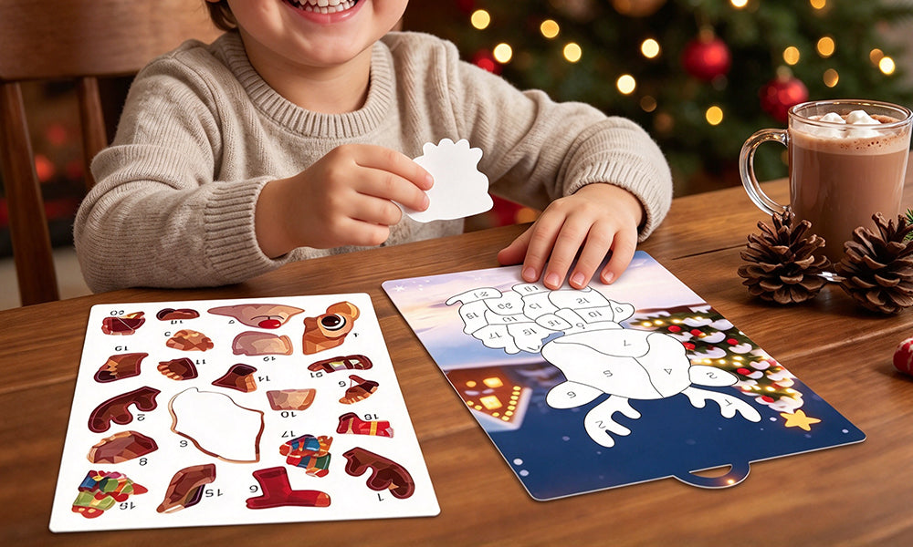 2 Sets Christmas Number Matching Sticker Puzzle Craft Kits