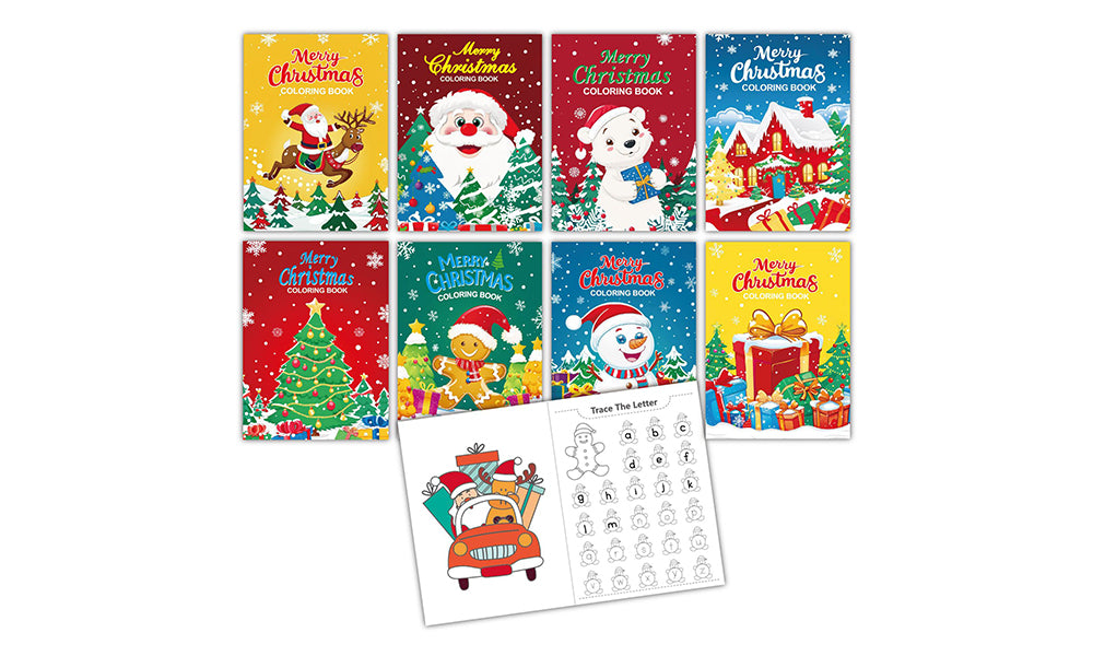 8/16 Christmas Coloring Books with Cartoon Games and DIY Drawing Activities