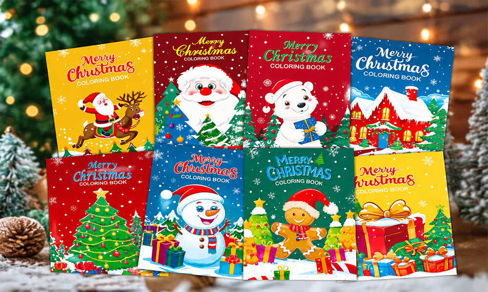 8/16 Christmas Coloring Books with Cartoon Games and DIY Drawing Activities