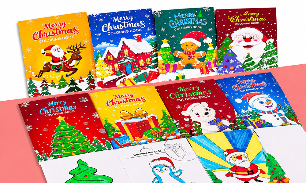 8/16 Christmas Coloring Books with Cartoon Games and DIY Drawing Activities