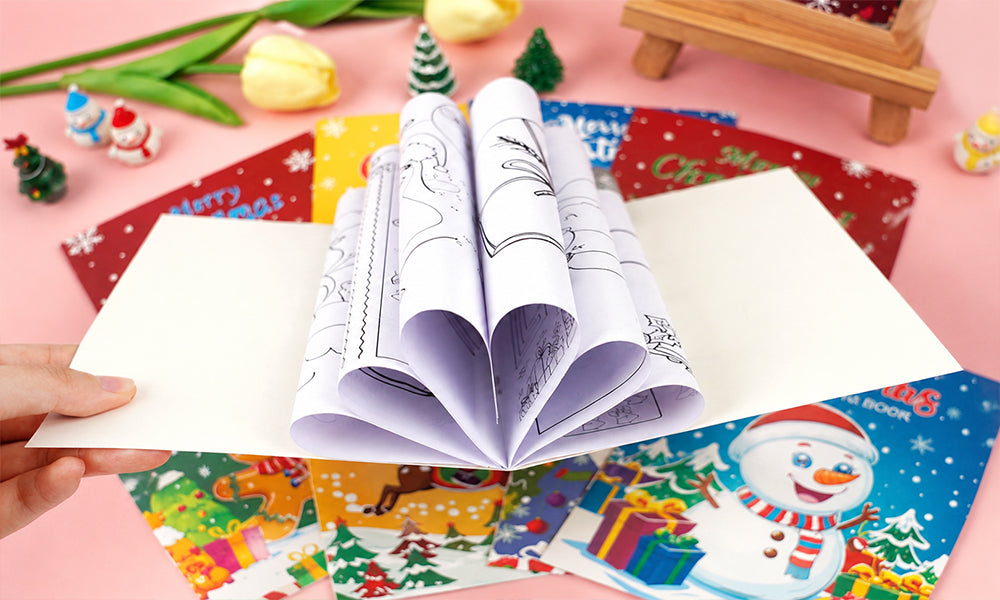 8/16 Christmas Coloring Books with Cartoon Games and DIY Drawing Activities