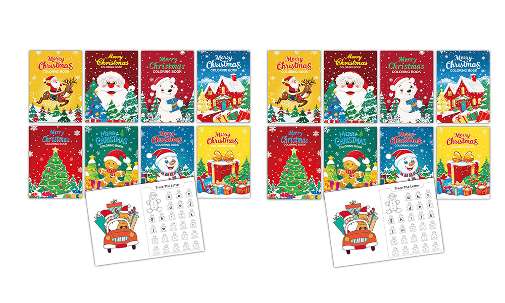8/16 Christmas Coloring Books with Cartoon Games and DIY Drawing Activities
