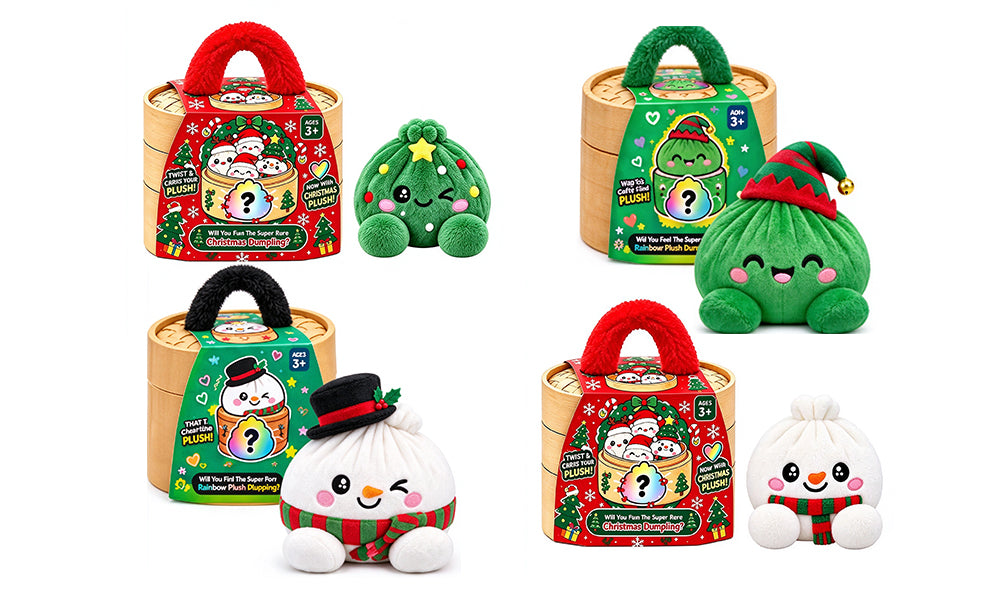 Plush Dumpling Squishy Toy with Steamer and 4 Christmas Style Options