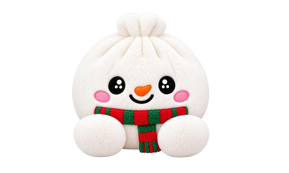 Plush Dumpling Squishy Toy with Steamer and 4 Christmas Style Options
