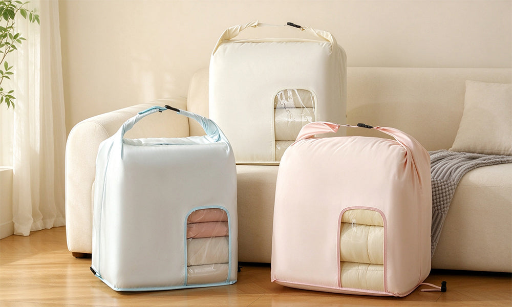 2 Piece Hand Compression Quilt Storage Bags with Valve and Clear Window