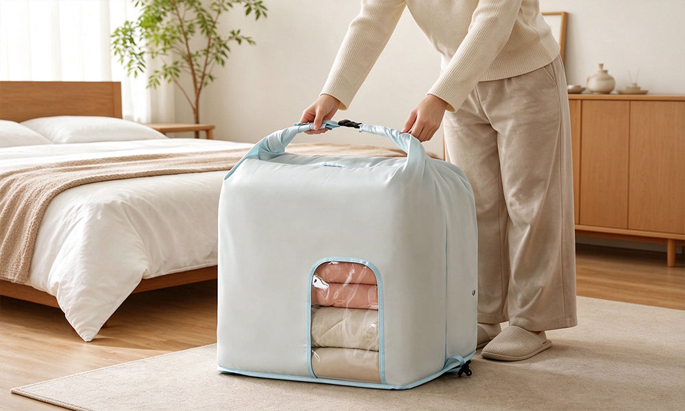 2 Piece Hand Compression Quilt Storage Bags with Valve and Clear Window