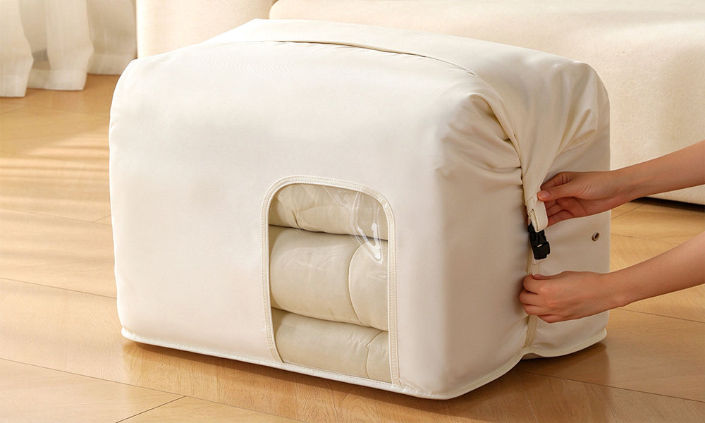 2 Piece Hand Compression Quilt Storage Bags with Valve and Clear Window