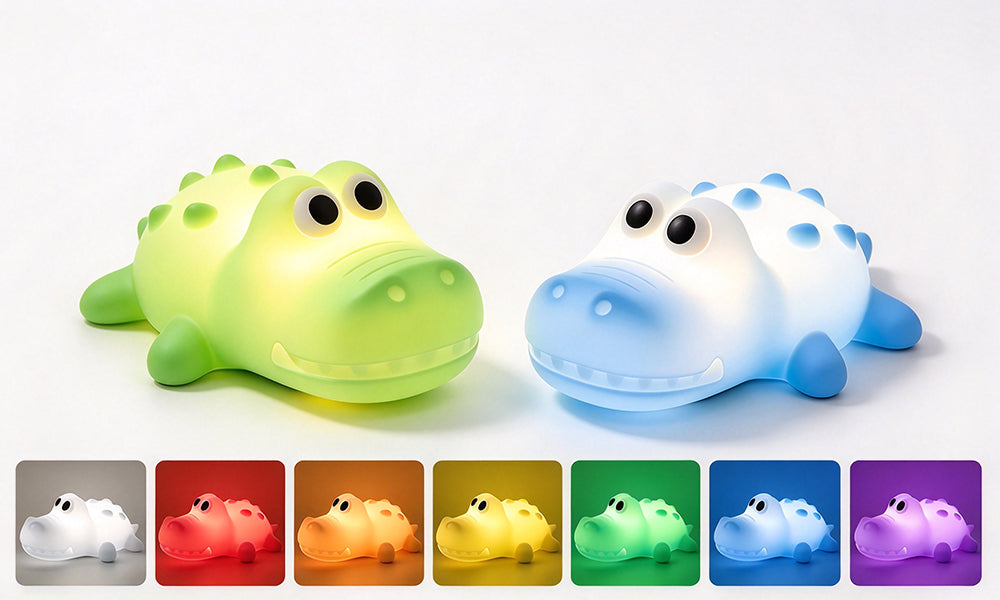 Crocodile Silicone Night Light RGB Color Changing Tap Lamp