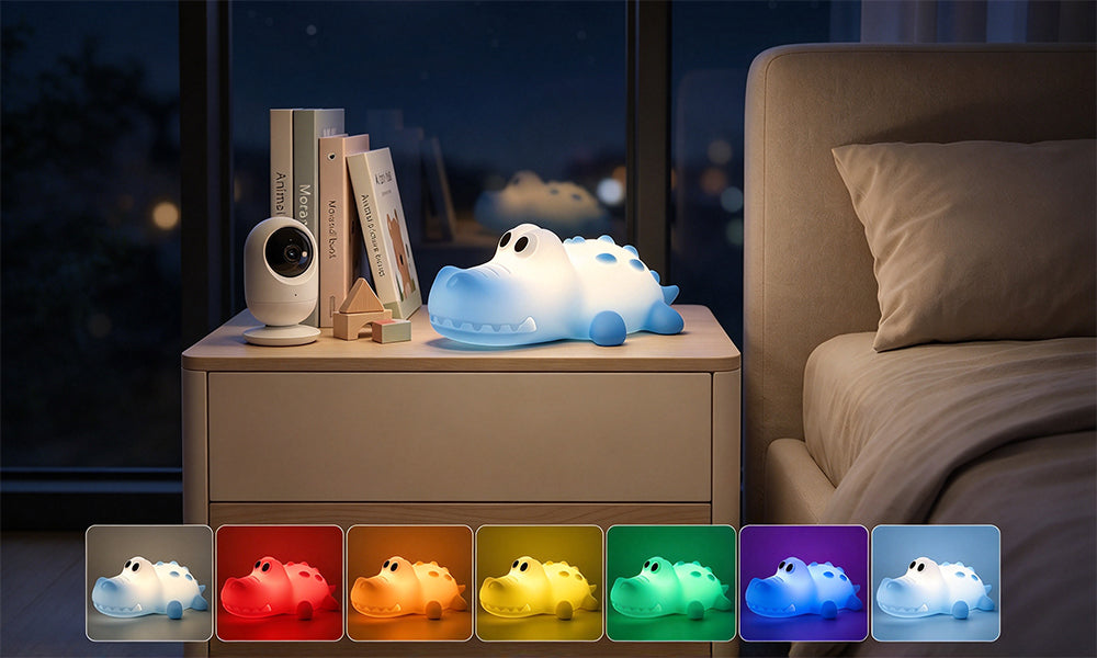 Crocodile Silicone Night Light RGB Color Changing Tap Lamp