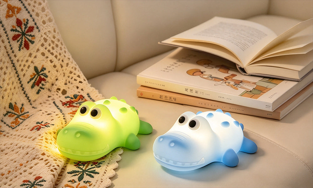 Crocodile Silicone Night Light RGB Color Changing Tap Lamp
