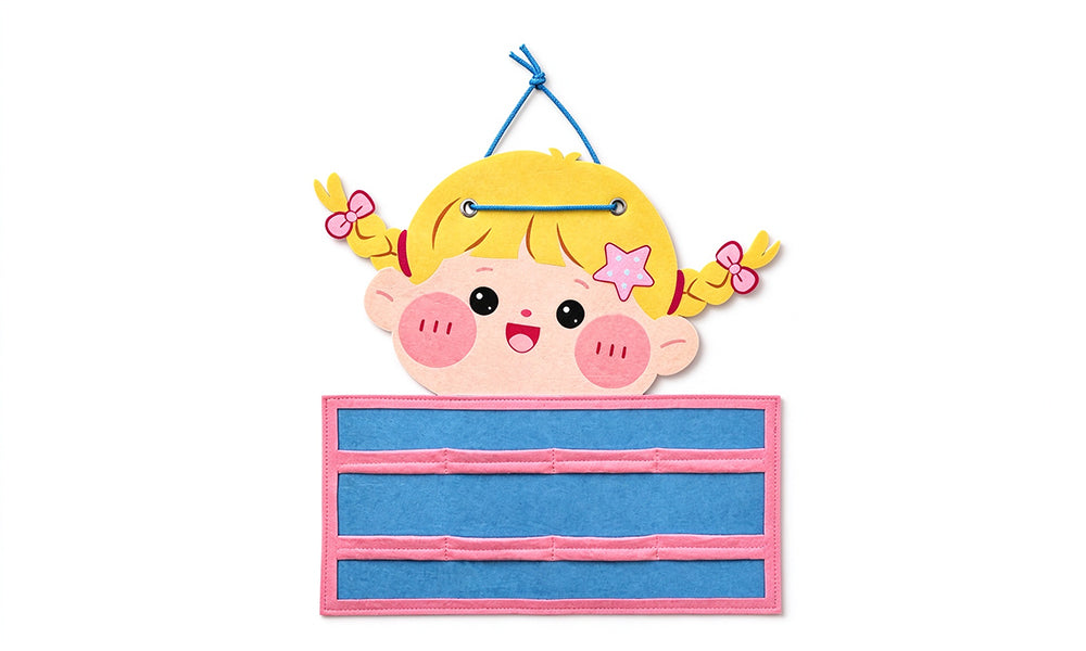 1/2PCS Cartoon Girl Felt Hanging Hair Clip Headband and Hair Tie Organizer