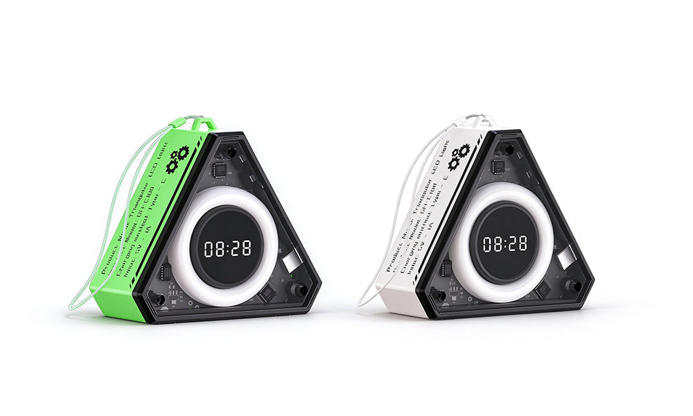 Rechargeable Mecha Triangle Night Light with Digital Clock and SOS Mode