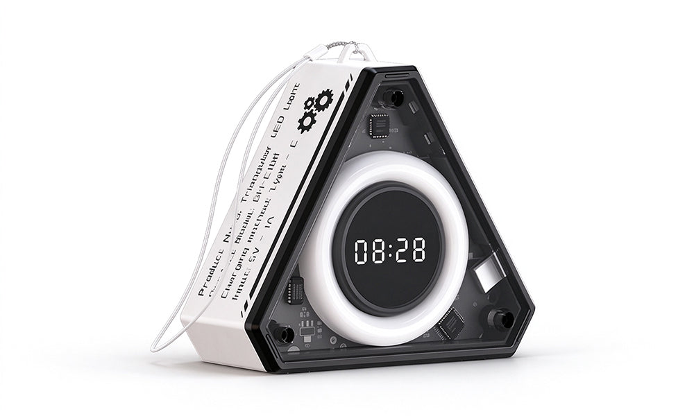 Rechargeable Mecha Triangle Night Light with Digital Clock and SOS Mode