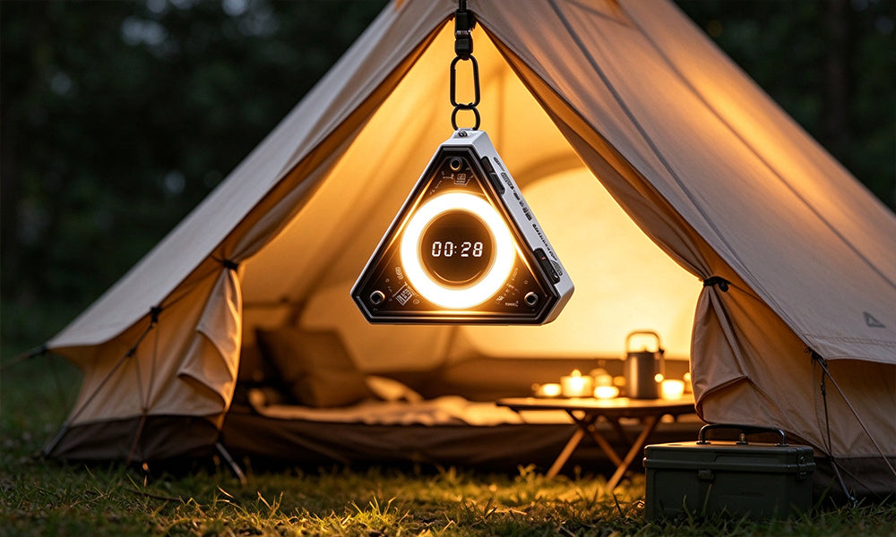 Rechargeable Mecha Triangle Night Light with Digital Clock and SOS Mode