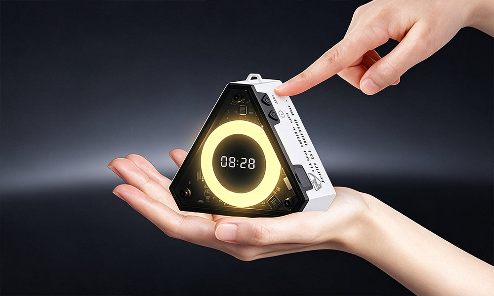 Rechargeable Mecha Triangle Night Light with Digital Clock and SOS Mode