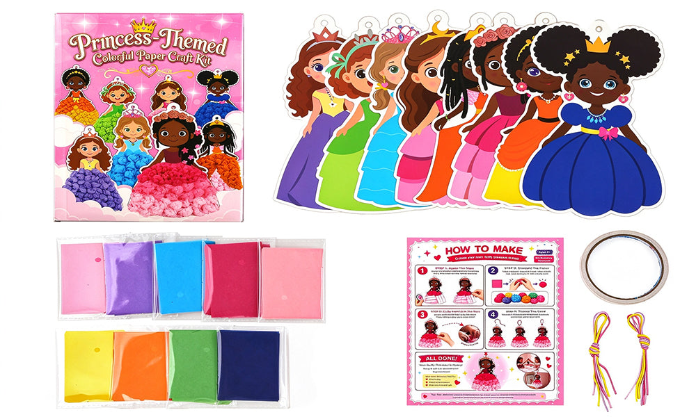 1/2PCS Set DIY 3D Princess Paper Craft Set with 8 Puffy Dress Designs for Youngsters