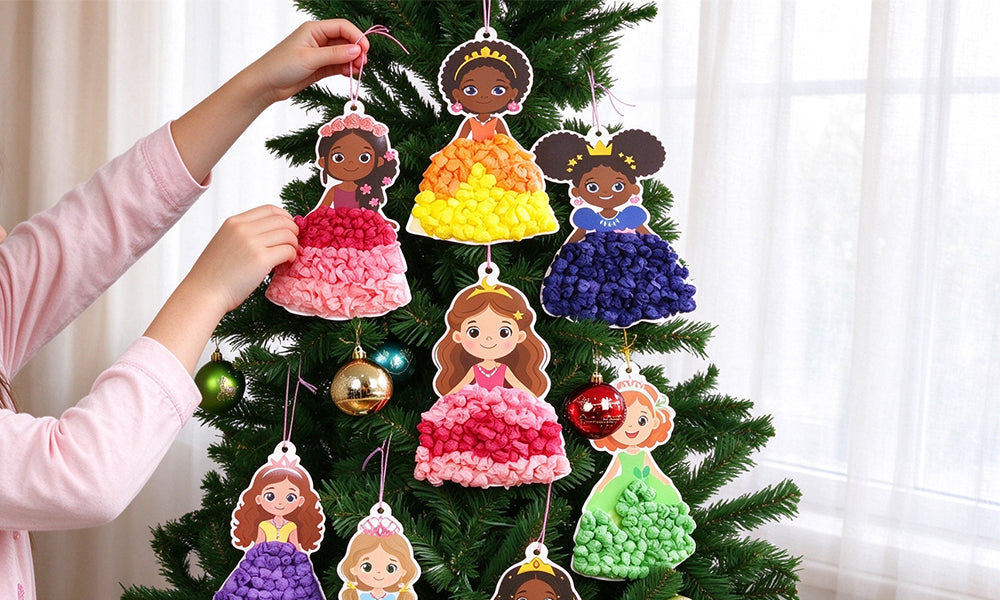 1/2PCS Set DIY 3D Princess Paper Craft Set with 8 Puffy Dress Designs for Youngsters