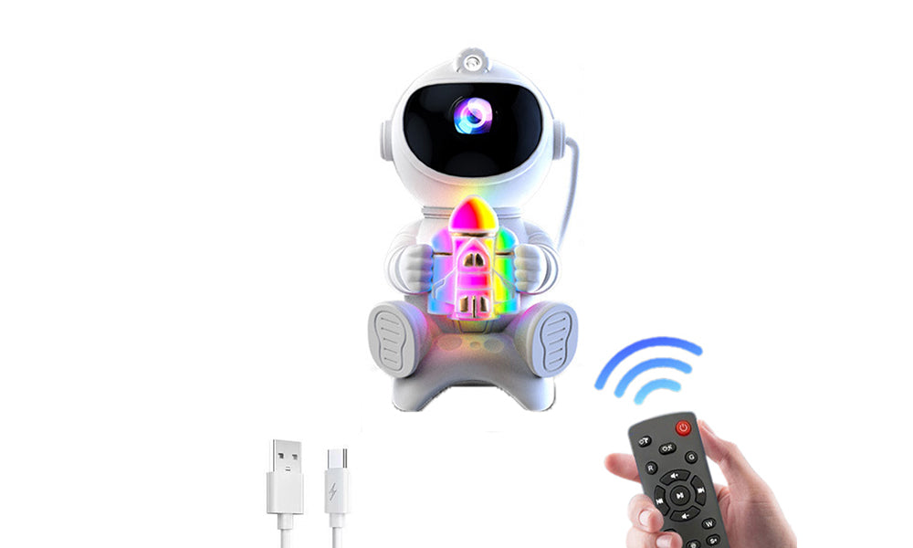 3-in-1 Astronaut Starry Projector Lamp Remote Control Bluetooth Speaker Night Light with 8 Modes for Bedroom Party Decor
