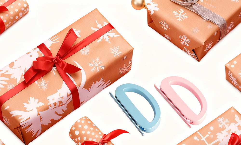 2PCS Wrapping Paper Cutter Set Gift Wrap Roll Cutting Tool for Christmas and Crafting