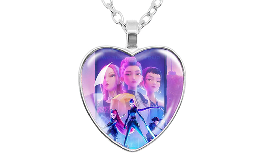 Heart Pendant Necklace Eternity Gem Demon Hunters Style Cosplay Necklace