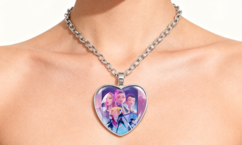 Heart Pendant Necklace Eternity Gem Demon Hunters Style Cosplay Necklace