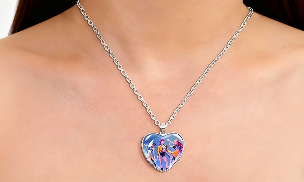 Heart Pendant Necklace Eternity Gem Demon Hunters Style Cosplay Necklace