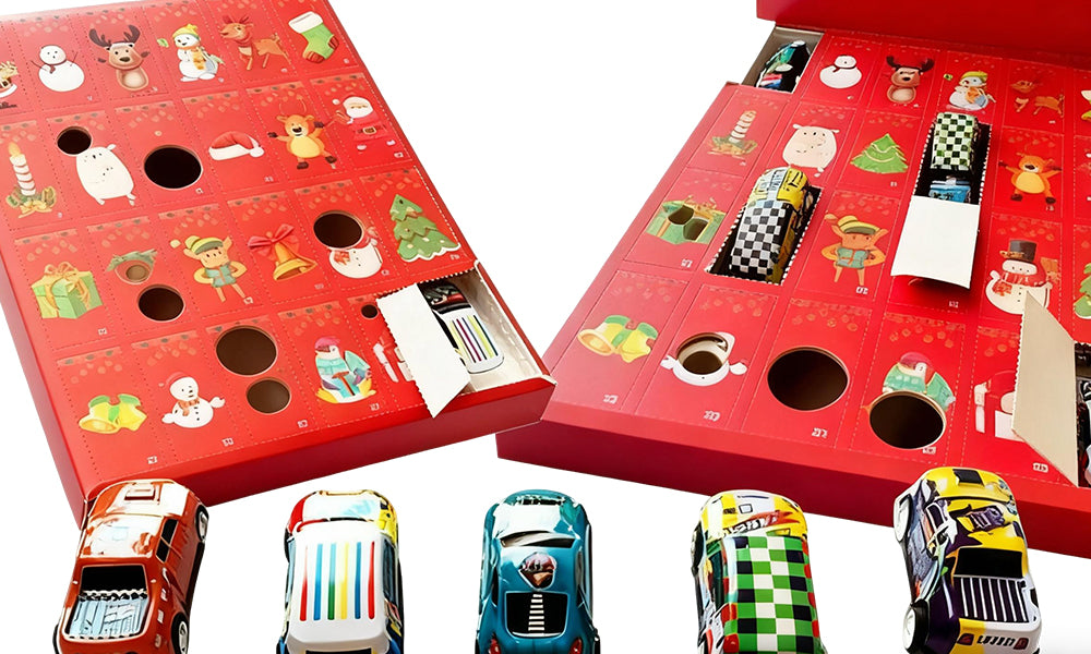 Alloy Pull Back Car Advent Calendar for Kids and Adults Surprise Box
