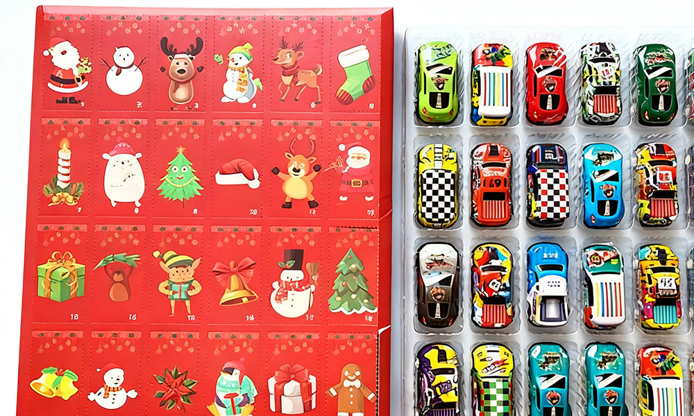 Alloy Pull Back Car Advent Calendar for Kids and Adults Surprise Box