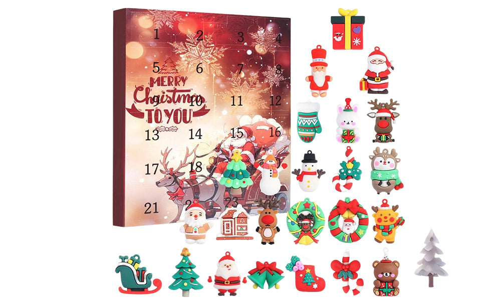 24-Pcs Christmas Blind Box Figurines Hanging Ornaments Set for Kids