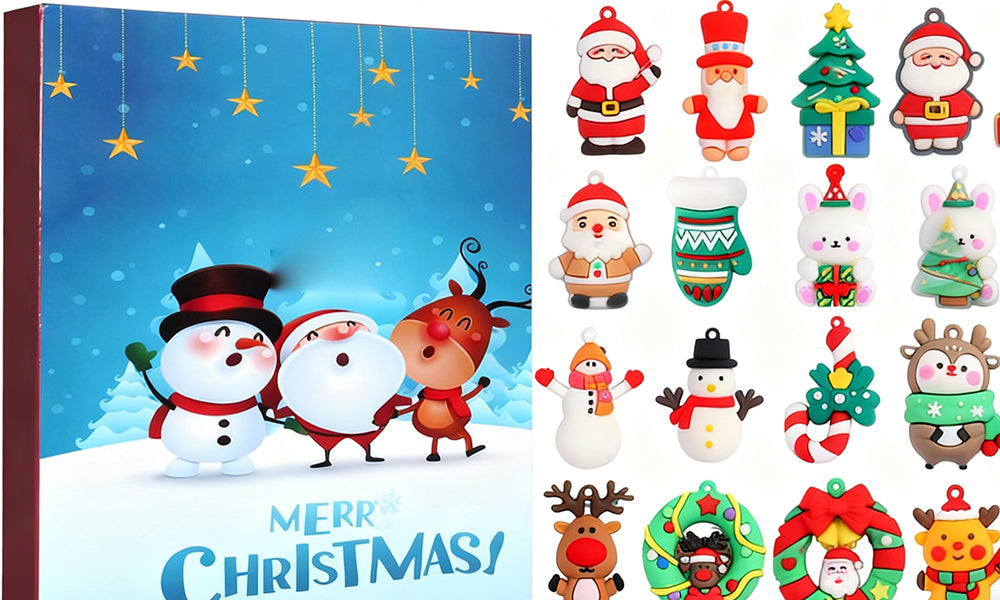 24-Pcs Christmas Blind Box Figurines Hanging Ornaments Set for Kids