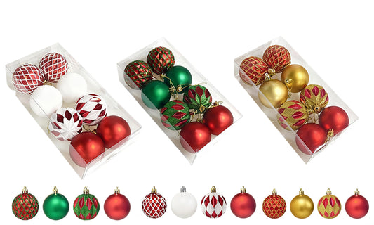 8Pcs Mixed Christmas Balls Ornaments Set for Xmas Tree Decorations
